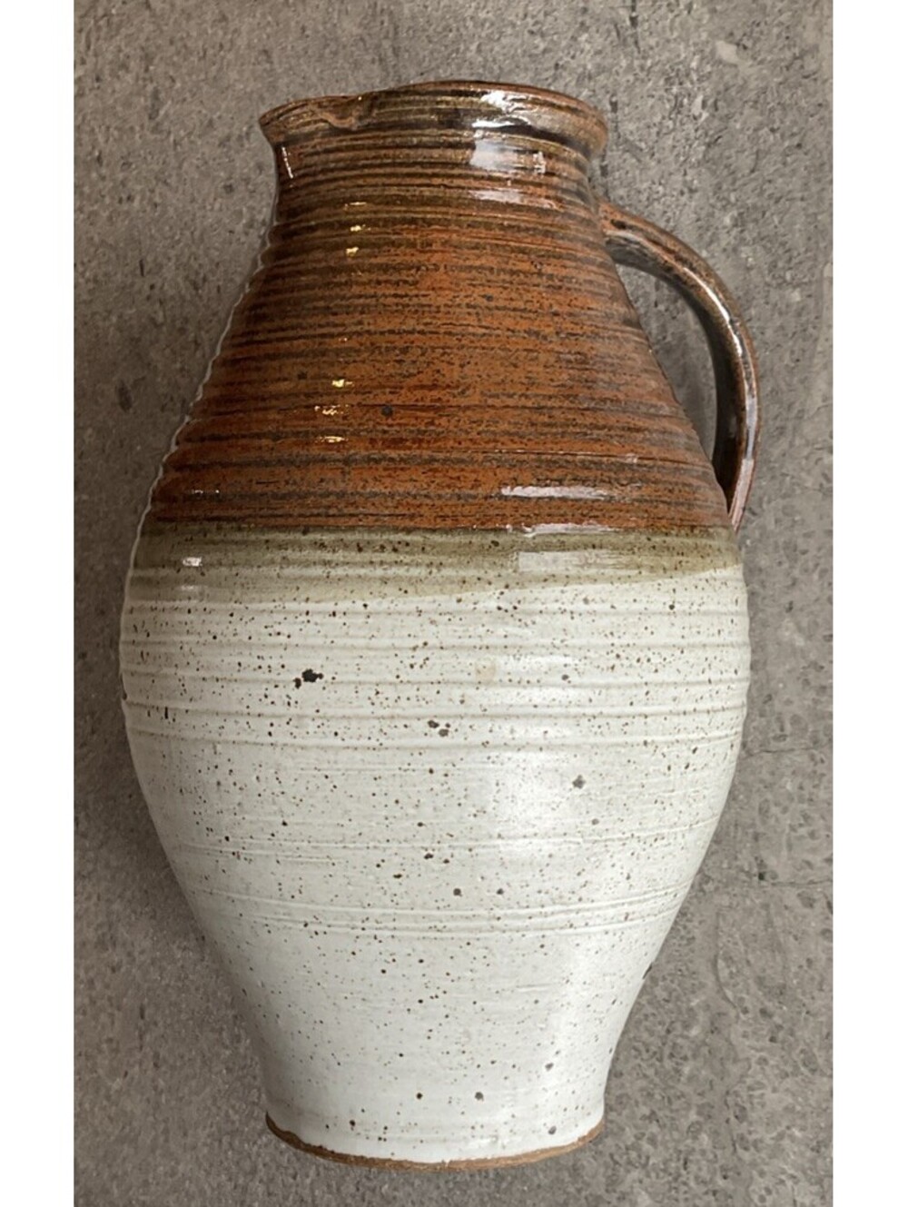 Vintage Arts and Crafts Stoneware Vase/Pitcher Handmade And Signed 11”x7”